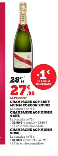 Bi1 Champagne aop brut mumm cordon rouge offre