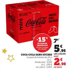 Bi1 COCA COLA Sans sucres offre