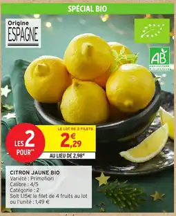 Intermarché Hyper Citron jaune bio offre