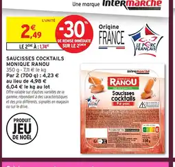 Intermarché Hyper MONIQUE RANOU Saucisses cocktails offre