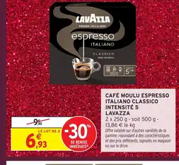 Intermarché Hyper LAVAZZA Café moulu espresso italiano classico intensité 5 offre