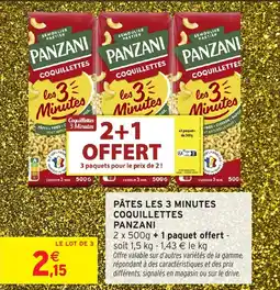 Intermarché Hyper PANZANI Pâtes les 3 minutes coquillettes offre