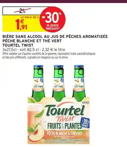 Intermarché Hyper TOURTEL TWIST Bière sans alcool au jus de pêches aromatisée pêche blanche et thé vert offre