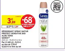 Intermarché Hyper SANEX Déodorant spray natur protect sensitive bio aloe vera offre