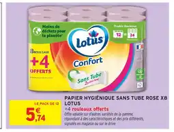 Intermarché Hyper LOTUS Papier hygiénique sans tube rose x8 offre
