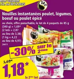 Norma Nouilles instantanées poulet, légumes, boeuf ou poulet épicé offre
