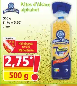 Norma GRAND MERE Pâtes d'Alsace alphabet offre