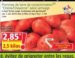 Norma Pommes de terre de consommation chérie/cheyenne selon arrivage offre