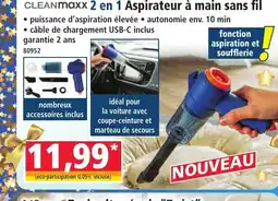 Norma CLEANMAXX 2 en 1 Aspirateur à main sans fil offre
