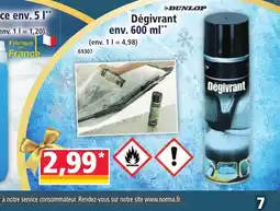 Norma DUNLOP Dégivrant offre