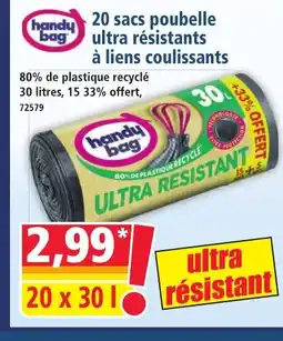 Norma HANDY BAG 20 sacs poubelle ultra résistants à liens coulissants offre