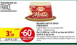 Intermarché Contact Président beurre motte doux offre