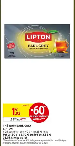 Intermarché Contact Lipton thé noir earl grey offre