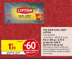 Intermarché Lipton thé noir earl grey offre