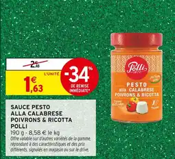 Intermarché Polli sauce pesto alla calabrese poivrons & ricotta offre