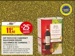Intermarché Les ormes de cambras igp pays d'oc cabernet sauvignon rouge offre