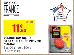 Intermarché Express Charal viande bovine : 8 steaks hachés 20% mg offre
