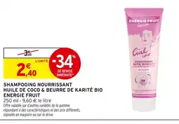 Intermarché Energie fruit shampooing nutri boucles huile de coco & beurre de karité bio offre