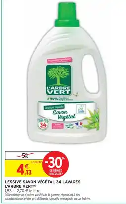 Intermarché Express L'arbre vert lessive savon végétal 34 lavages offre