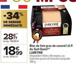 Carrefour Drive Labeyrie - bloc de foie gras de canard i.g.p. du sud ouest offre