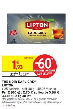 Intermarché Thé noir earl grey lipton offre