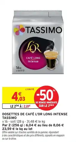 Intermarché Dosettes de café l'or long intense tassimo offre