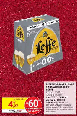 Intermarché Bière d'abbaye blonde sans alcool 0.0% leffe offre