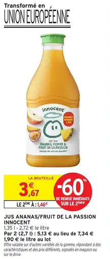 Intermarché Jus ananas fruit de la passion innocent offre