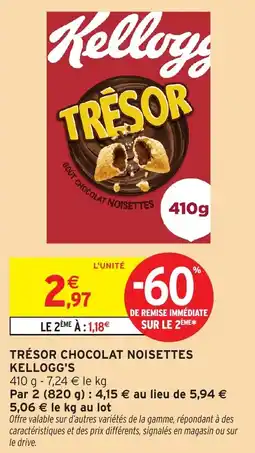 Intermarché Trésor chocolat noisettes kellogg's offre