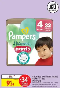 Intermarché Couches harmonie pants geant t4x32 pampers offre