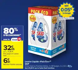 Carrefour Market Lessive liquide pack éco skip offre