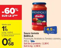 Carrefour Market Sauce tomate barilla offre