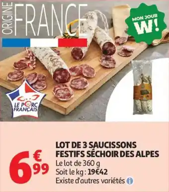 Lot de 3 saucissons festifs séchoir des alpes