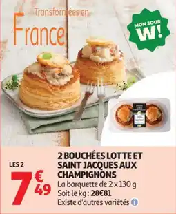Auchan Supermarché 2 bouchées lotte et saint jacques aux champignons offre