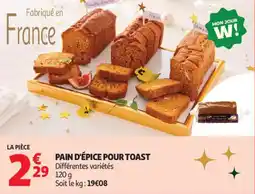 Auchan Supermarché Pain d'épice pour toast offre