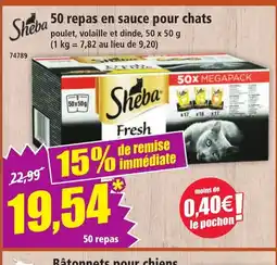 Norma SHEBA 50 repas en sauce pour chats offre