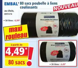 Norma EMBAL' 80 sacs poubelle à liens coulissants offre