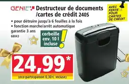 Norma GENIE Destructeur de documents /cartes de crédit 240s offre