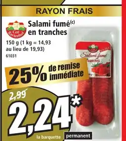 Norma Salami fumé en tranches offre