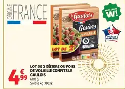 Auchan LE GAULOIS Lot de 2 gésiers ou foies de volaille confits offre