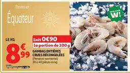 Auchan Gambas entières crues décongelées offre