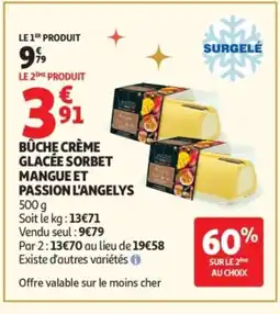 Auchan L'ANGELYS Bûche crème glacée sorbet mangue et passion offre
