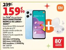 Auchan Pack smartphone redmi 12 5g 128go+ buds offre
