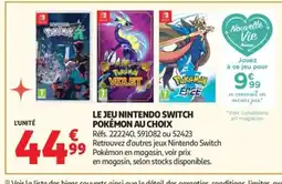 Auchan Le jeu nintendo switch pokémon au choix offre