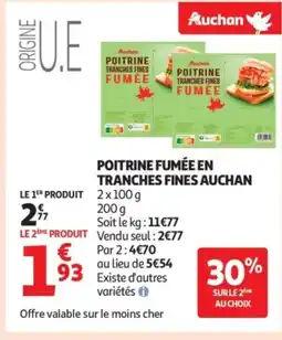 Auchan AUCHAN Poitrine fumée en tranches fines offre