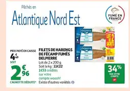 Auchan DELPIERRE Filets de harengs de fécamp fumés offre