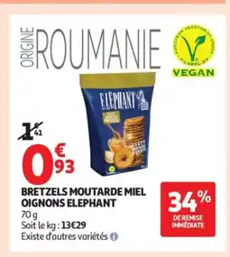 Auchan ELEPHANT Bretzels moutarde miel oignons offre