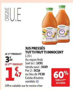 Auchan INNOCENT Jus pressés tutti frutti offre