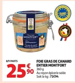 Auchan MONTFORT Foie gras de canard entier offre