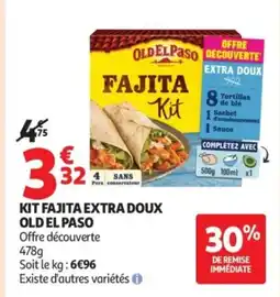 Auchan OLD EL PASO Kit fajita extra doux offre